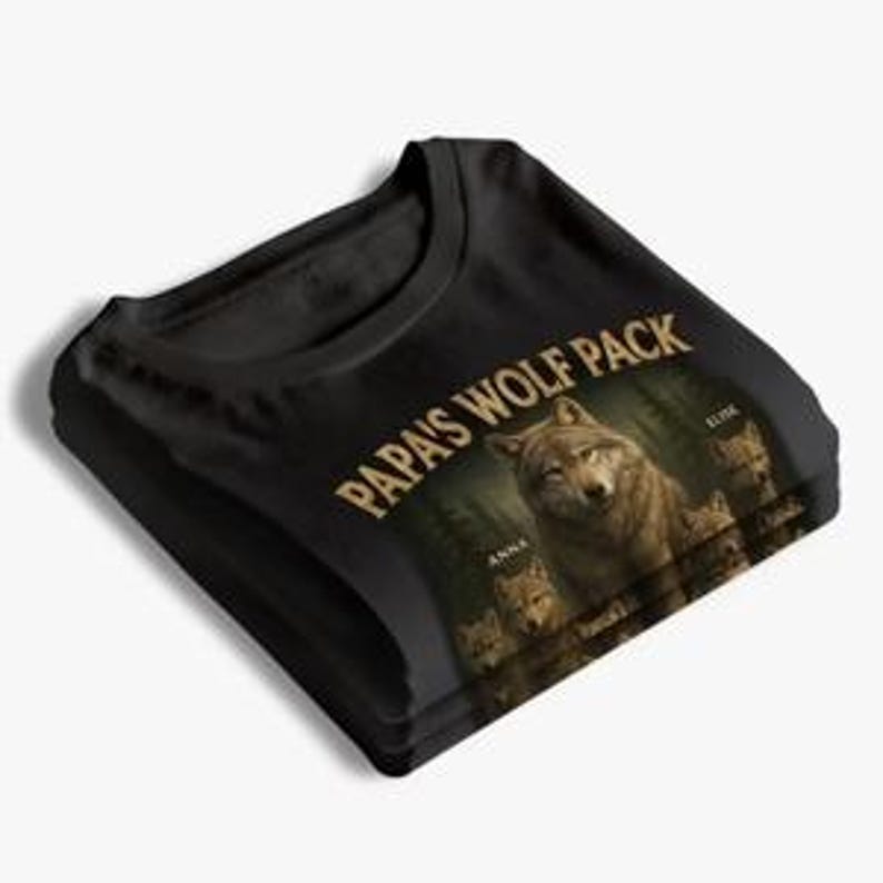 Papa s Wolf Pack - Family Personalized Custom T-shirt- Father's Day, Gift For Dad, Grandpa, Father's Day Gift, Hand Dad Gift