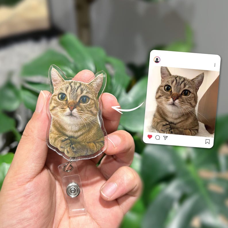 Custom Cat Face Badge Reel, Baby Face Badge Reel, Pet Funny Photo Badge Reel, Nurse Badge Reel, Christmas Badge Reel, ID Badge Buddy