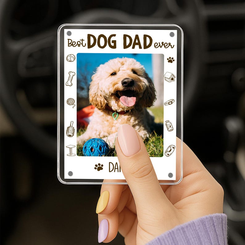 Dog Dad Photo Car Visor Clip, Custom Pet Photo Gift, Fathers Day Gift For Dad, Dog Dad Gift, Pet Lovers Gift, Gift For Him, Car Accessory