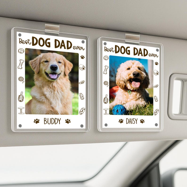 Dog Dad Photo Car Visor Clip, Custom Pet Photo Gift, Fathers Day Gift For Dad, Dog Dad Gift, Pet Lovers Gift, Gift For Him, Car Accessory