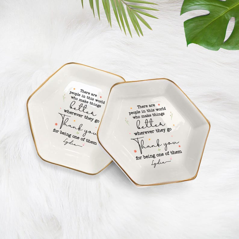 Personalized Thank You Ring Dish Inspirational Gift for Appreciation, Gratitude Jewelry Tray for Friends, Coworkers, Mentors, or Teachers