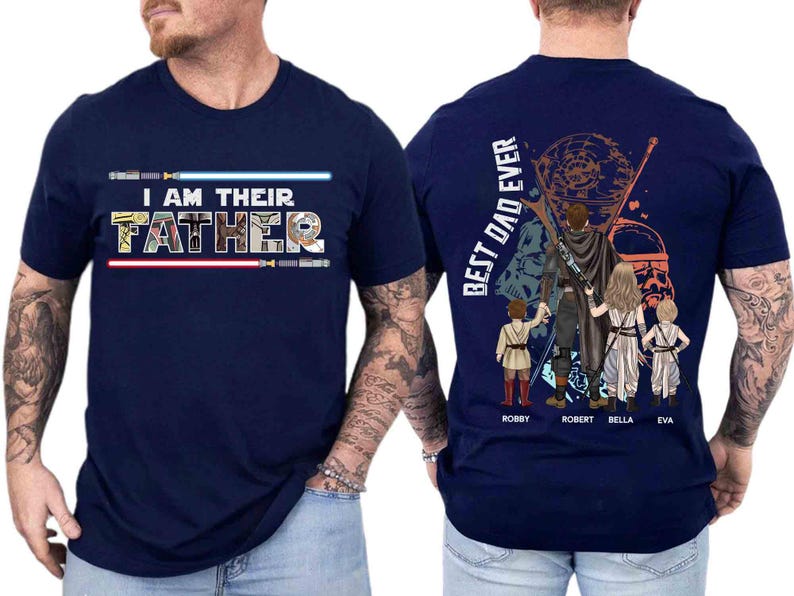 Star Wars Dad Shirt, Custom Father's Day Shirt with Kids Name, I Am Their Father Custom Tee, Best Dad Ever Gift Shirt