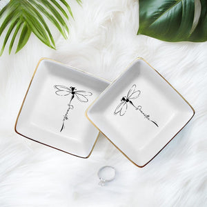 Personalized Dragonfly Jewelry Dish, Ring Tray for Women, Inspirational Gift for Her, Maid Of Honor Gift, Grandma Gift,Nature Lover Keepsake