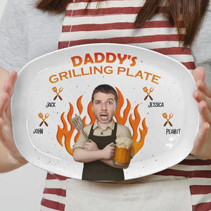 Personalized Face Grilling Platter, Custom Daddy's Grilling Plate with Kids' Names, Father's Day Gifts, Funny Gifts for Dad, Birthday Gifts