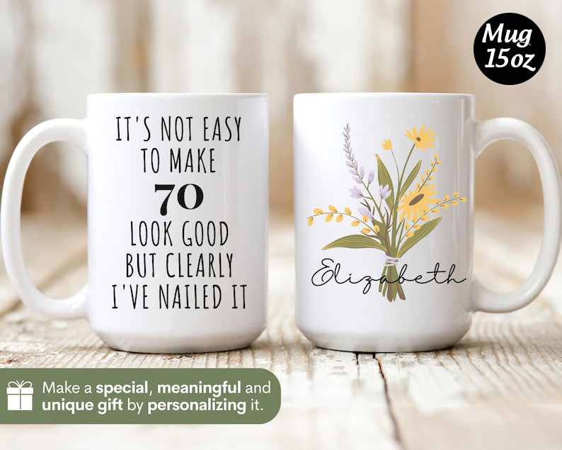 70th Birthday Gift for Women, 70th Birthday Mug, Personalized Birthday Gifts Funny 70th Mug 1955, Custom Gift For 70 Year Old Women