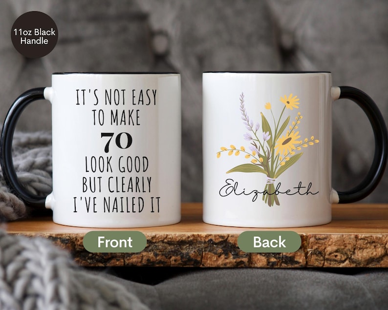 70th Birthday Gift for Women, 70th Birthday Mug, Personalized Birthday Gifts Funny 70th Mug 1955, Custom Gift For 70 Year Old Women
