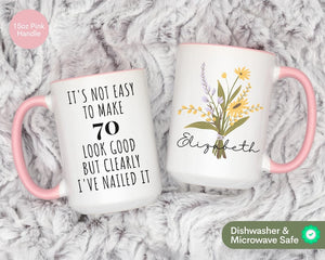 70th Birthday Gift for Women, 70th Birthday Mug, Personalized Birthday Gifts Funny 70th Mug 1955, Custom Gift For 70 Year Old Women