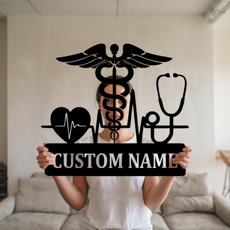 Custom Doctor Medical Metal Sign, Personalized Doctor Name Sign, Nurse Sign, Doctor Office Sign, Symbol Office Sign, Doctor Gift, Dad Gift