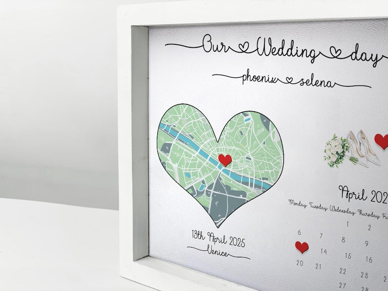 Wedding Map frame Gift, Personalised Wedding engaged Frame, Wedding Date Gift, Wedding Gifts, Couple Gift, Wedding Location Gift, new couple