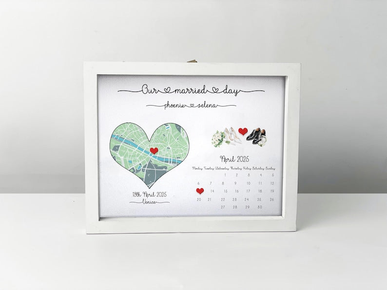 Wedding Map frame Gift, Personalised Wedding engaged Frame, Wedding Date Gift, Wedding Gifts, Couple Gift, Wedding Location Gift, new couple