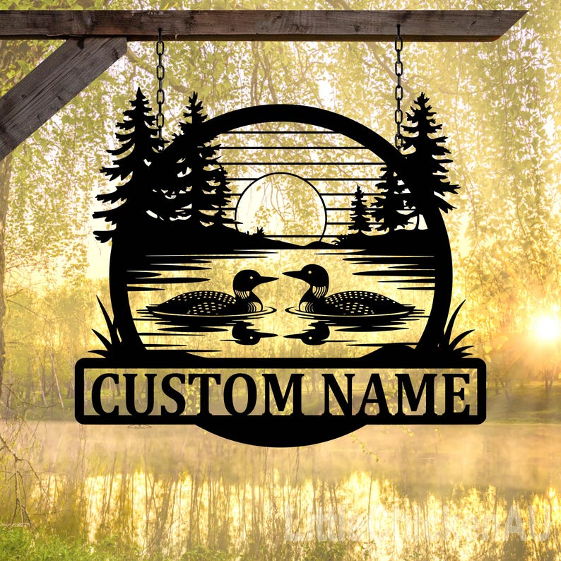 Custom Lake Metal Sign, Personalized Name Lake Decor, Lake Decor Metal Hanging Sign, Cabin Lake House Decor, Lover Gift, Decor