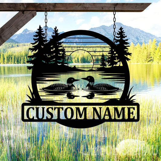Custom Lake Metal Sign, Personalized Name Lake Decor, Lake Decor Metal Hanging Sign, Cabin Lake House Decor, Lover Gift, Decor