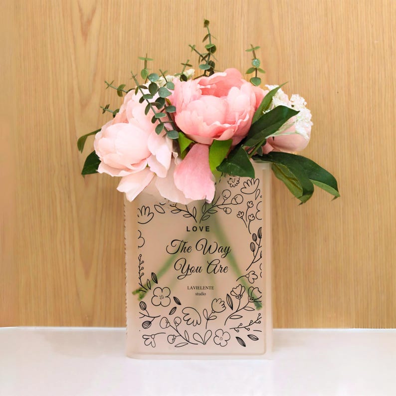 Blooming Acrylic Book Vase Home Decor Gifts for Book Lovers and Readers Bookish Gifts for Special Occasions, Birthdays, and Housewarmings