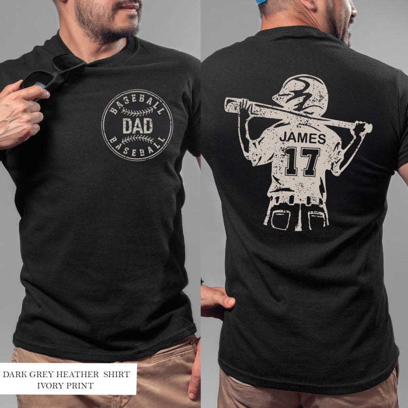 Custom Baseball Dad Shirt With Kids Number and Name, Custom Dad Shirt, Baseball Dad Gift, Baseball Season Tee, Fathers Day Shirt