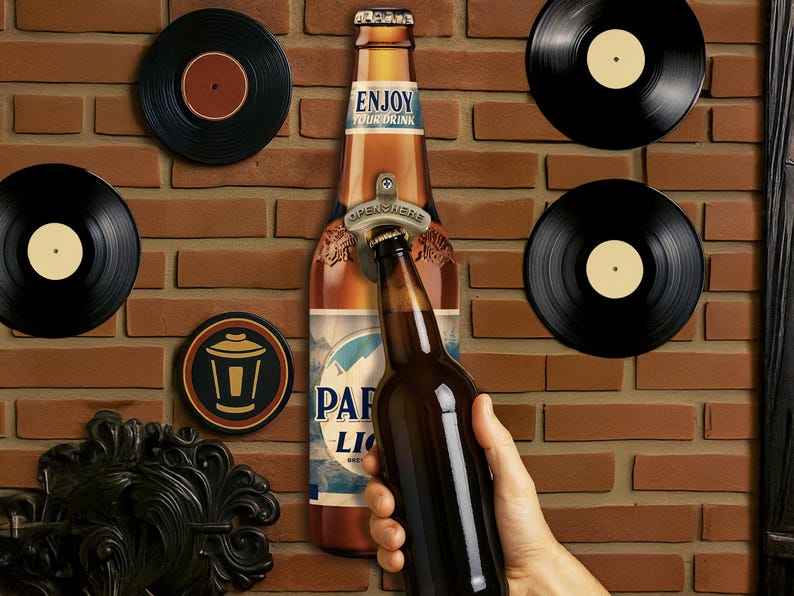 Custom Beer Bottle Opener Wall Sign, Man Cave Bar Decor, Father's Day Gift, Groomsman Gift, Home Bar Accessories, Gift for Dad, Beer Gift