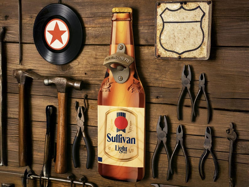 Custom Beer Bottle Opener Wall Sign, Man Cave Bar Decor, Father's Day Gift, Groomsman Gift, Home Bar Accessories, Gift for Dad, Beer Gift