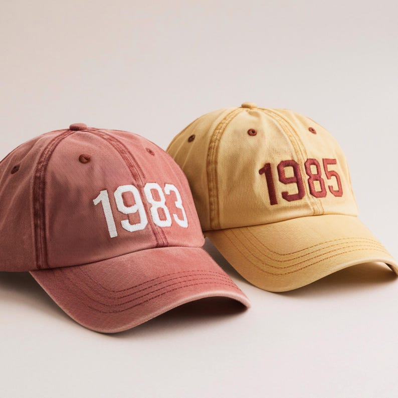 Custom Birth Year Cap, Embroidered Baseball Cap, Customized Birthday Gift, Personalized Gifts, Happy Birthday Six Panel Hat, Anniversary il_794xN.6862335587_rvqb.jpg