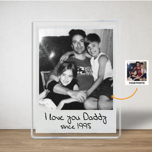 Personalized Fathers Day Gift For Dad, Acrylic Plaque Daddy Kids Portrait, Custom Vintage Photo Polaroid New Dad Gift, Best Dad Grandpa Gift