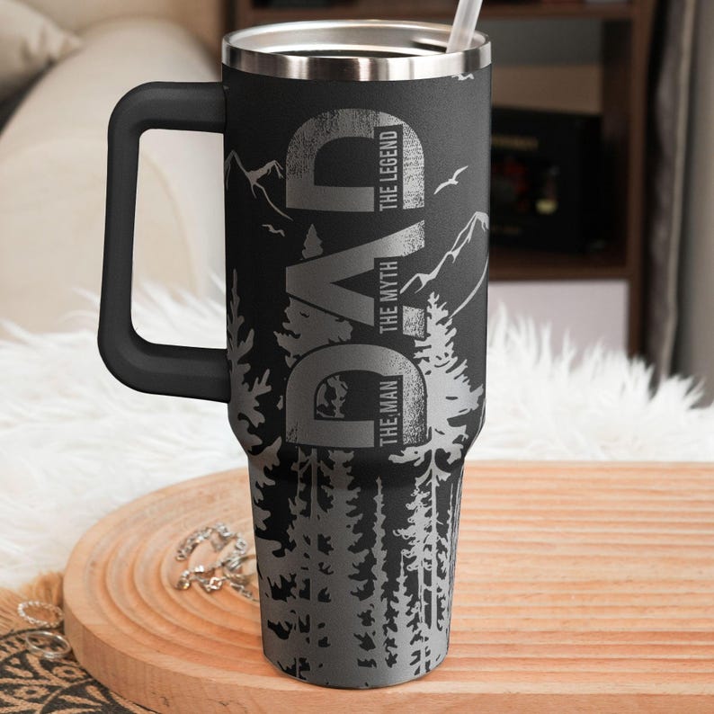Dad, Grandpa, Papa Forest With Kids' Names, Personalized Dad and Kids First Bump 40oz Tumbler, Custom First Bump Dad Tumbler, New Dad Gift