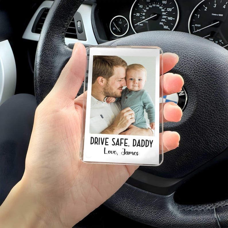 Custom Car Visor Clip, Custom Picture Frame, Drive Safe Photo Gift For Dad, Kids Picture Frame, Car Accessory