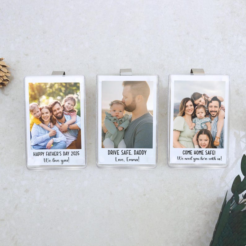 Custom Car Visor Clip, Custom Picture Frame, Drive Safe Photo Gift For Dad, Kids Picture Frame, Car Accessory