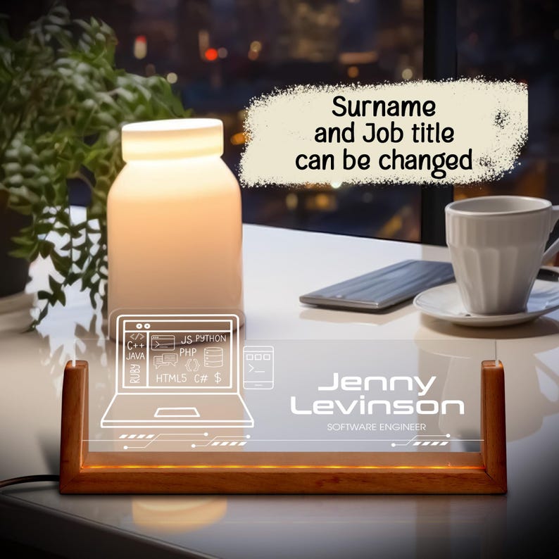 Software Engineer Desk Sign, Custom Computer Science Office Decor, Thank you Gift for Data Developer, QA Tester Engineering Graduation Gift