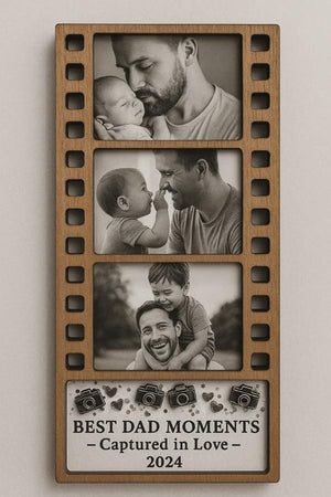 Custom Wooden Photo Magnet for Dad Film Strip Style Father s Day Gift from Kids, Personalized Keepsake Frame