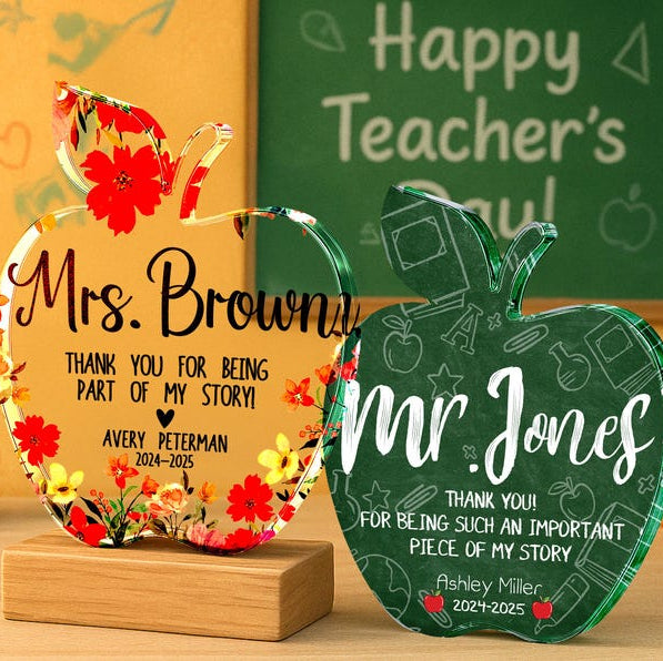Teacher Appreciation Gifts, Apple Plaque for Teacher, Personalized Teacher Gift Idea, Custom Teacher Classroom Gifts, Back to School Gift