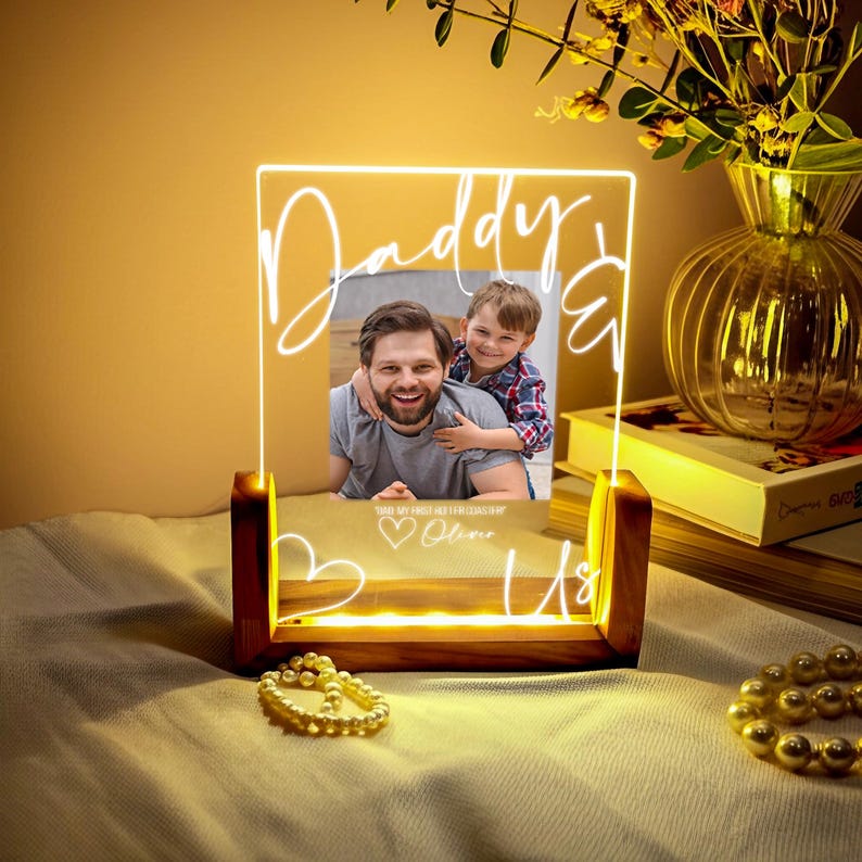 Daddy & Us Personalized LED Light Photo Print for Dad Dad Gift from Son - Fathers Day Gift from Daughter - Dad Photo Gift - Dad Birthday