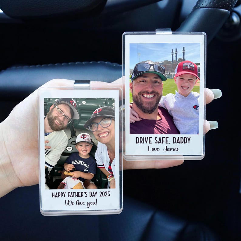 Custom Car Visor Clip, Custom Picture Frame, Drive Safe Photo Gift For Dad, Kids Picture Frame, Car Accessory