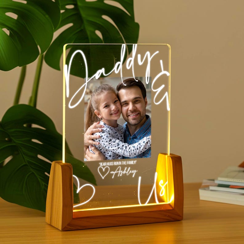 Daddy & Us Personalized LED Light Photo Print for Dad Dad Gift from Son - Fathers Day Gift from Daughter - Dad Photo Gift - Dad Birthday