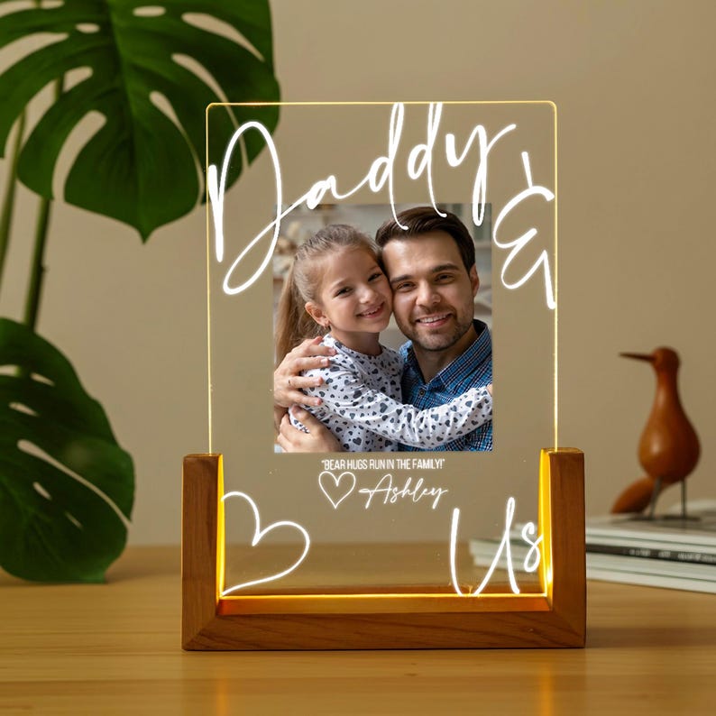 Daddy & Us Personalized LED Light Photo Print for Dad Dad Gift from Son - Fathers Day Gift from Daughter - Dad Photo Gift - Dad Birthday