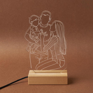 Custom 3D Photo Desk Lamp, Abstract Line Art Decor, Personalized Family Portrait, Durable Acrylic Night Light, Anniversary Gifts for Mom Dad