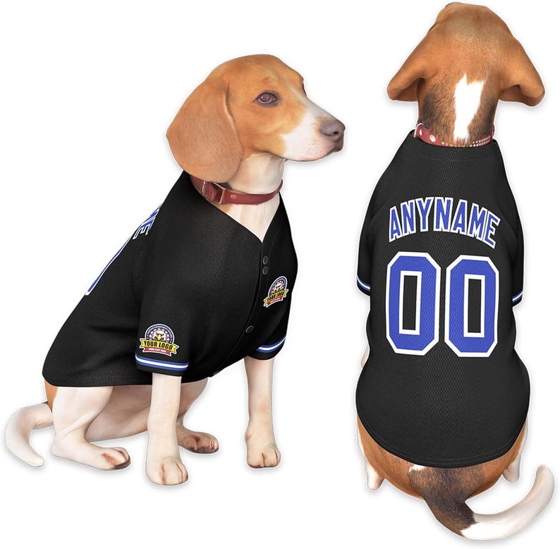 Custom Dog Jersey, Personalized Stitched or Printed Name Number Logo - Team Dog Shirt, Pet Jersey Softball Style Outfit for Small Dogs Cats
