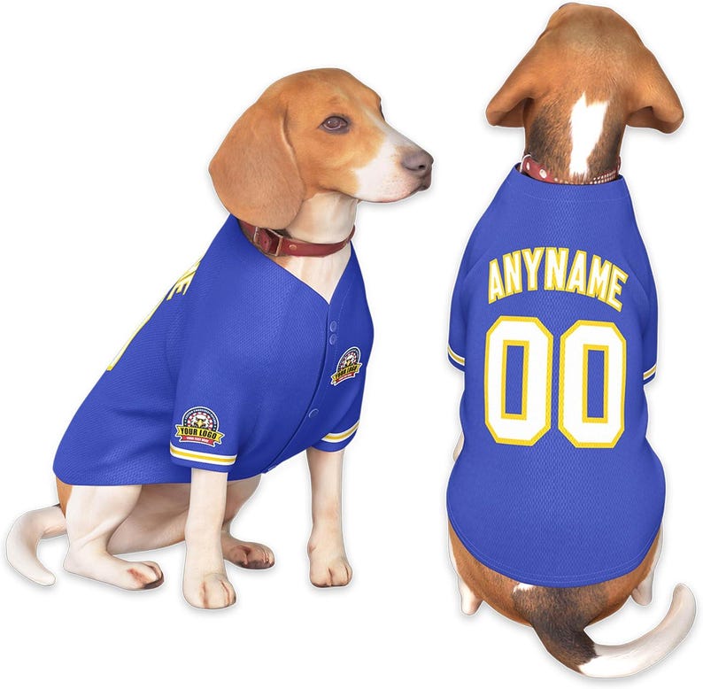 Custom Dog Jersey, Personalized Stitched or Printed Name Number Logo - Team Dog Shirt, Pet Jersey Softball Style Outfit for Small Dogs Cats