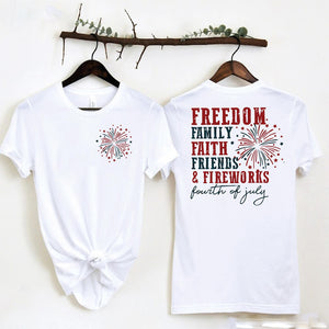 Freedom Family Faith Friends Shirt Christian Patriotic Shirt 4th of July USA T-Shirt Faith Over Fear Tee, 4th Of July Gift