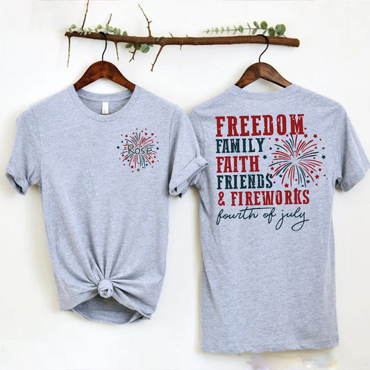 Freedom Family Faith Friends Shirt Christian Patriotic Shirt 4th of July USA T-Shirt Faith Over Fear Tee, 4th Of July Gift