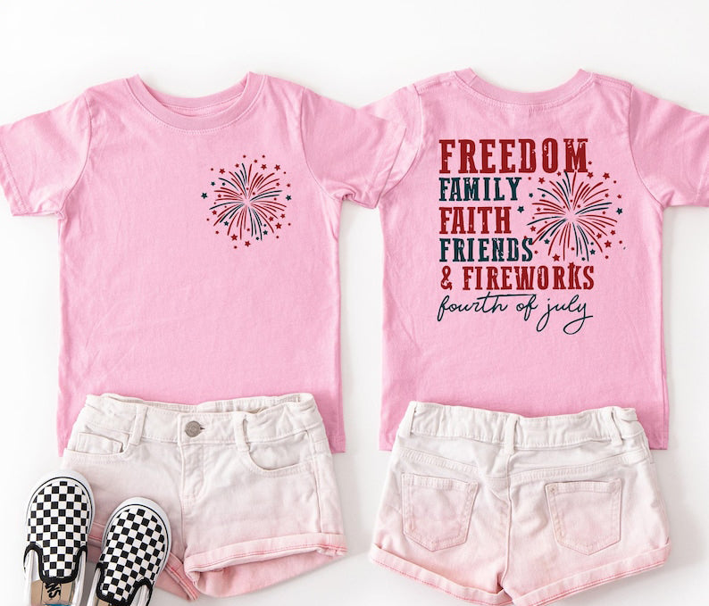 Freedom Family Faith Friends Shirt Christian Patriotic Shirt 4th of July USA T-Shirt Faith Over Fear Tee, 4th Of July Gift