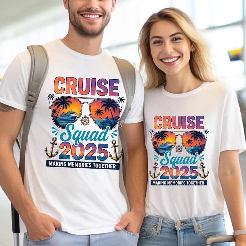 Personalize cruise Squad 2025 Shirt, Caribbean Cruise Matching Shirts, Family Cruise Crew Custom Name T-Shirts, Friends Cruise Shirts