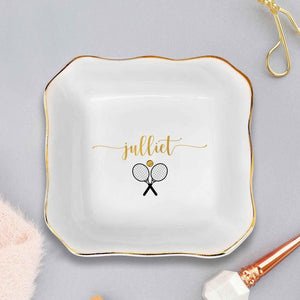Custom Tennis Jewelry Dish, Tennis Trinket Dish, Tennis Coach Gifts, Tennis Jewelry Dish, Team Gifts for Girls, Senior Tennis Gifts
