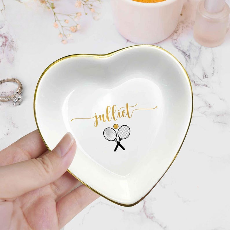 Custom Tennis Jewelry Dish, Tennis Trinket Dish, Tennis Coach Gifts, Tennis Jewelry Dish, Team Gifts for Girls, Senior Tennis Gifts