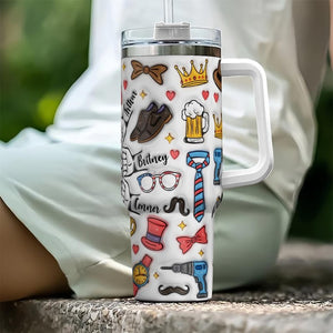Custom Dad Fist Bump 3D 40oz Tumbler, Father Tumbler, Fathers Day Gift, Best Dad Ever, Fathers Day Coffee Travel Cup, Gift For Dad