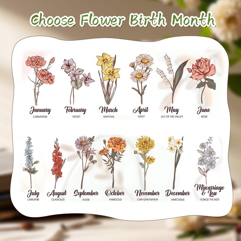Grandma's Garden Birth Month Flowers Personalized Acrylic LED Night Light,Custom Floral LED Ligh with Your Name,Christmas Gifts for Mom Nana