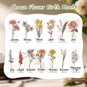 Grandma's Garden Birth Month Flowers Personalized Acrylic LED Night Light,Custom Floral LED Ligh with Your Name,Christmas Gifts for Mom Nana