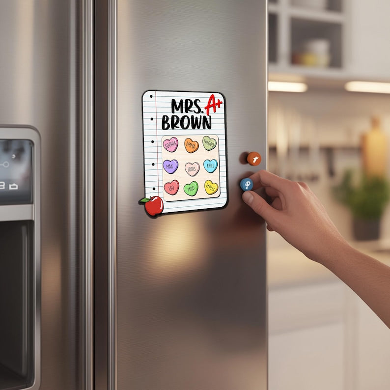 Custom Teacher Shaker Magnet, Personalized Teacher Appreciation Gift, Thank You Gift for Teacher, Preschool Teacher Magnet