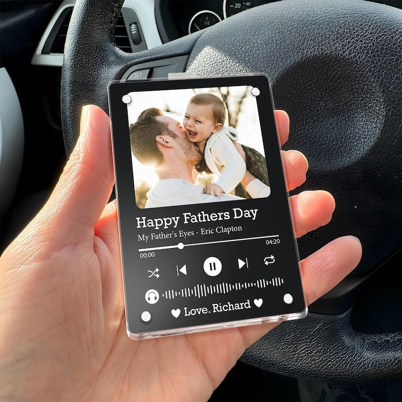 Personalized Photo Song Car Visor Clip, Gift for Him, Husband, Valentine's Day Gift, Anniversary Gift, Picture Gift, Music Gift, Daddy Gift