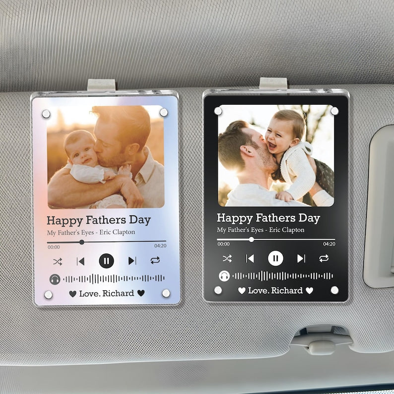 Personalized Photo Song Car Visor Clip, Gift for Him, Husband, Valentine's Day Gift, Anniversary Gift, Picture Gift, Music Gift, Daddy Gift