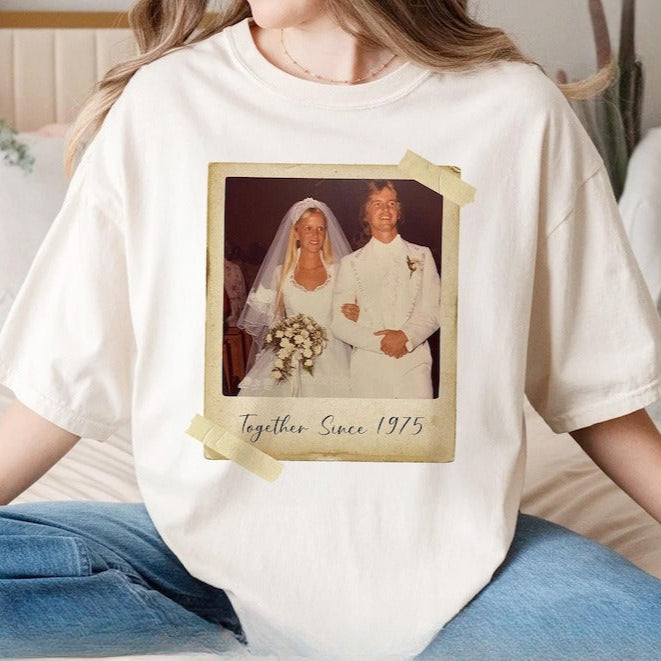 Custom Photo Shirt, 50th Anniversary Shirt, Vintage Photo And Year Shirt, Married For 50 Years, Couple Anniversary Shirt, Anniversary Gifts