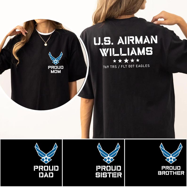 Proud Air Force Family Shirts of U.S. Airman, Custom Military Support Tees, USAF Graduation Outfit, USAF Gift, Airman Family Apparel