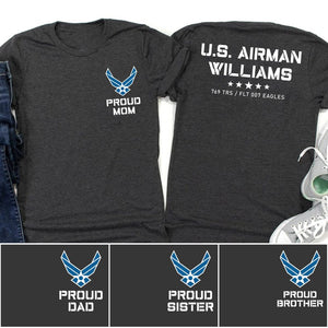 Proud Air Force Family Shirts of U.S. Airman, Custom Military Support Tees, USAF Graduation Outfit, USAF Gift, Airman Family Apparel